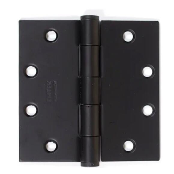Emtek 4.5" x 4.5" Square Corner Plain Bearing Mortise Hinge - Pair, Flat Black - Picture 3 of 4